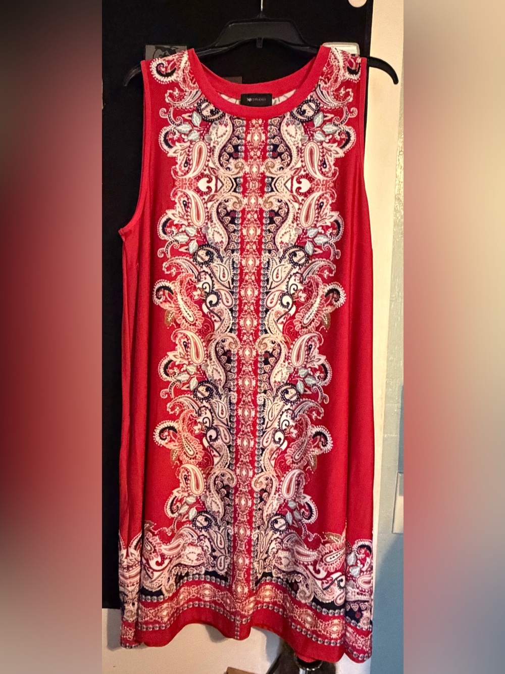 AB Studio Red Paisley-Print Sleeveless Dress